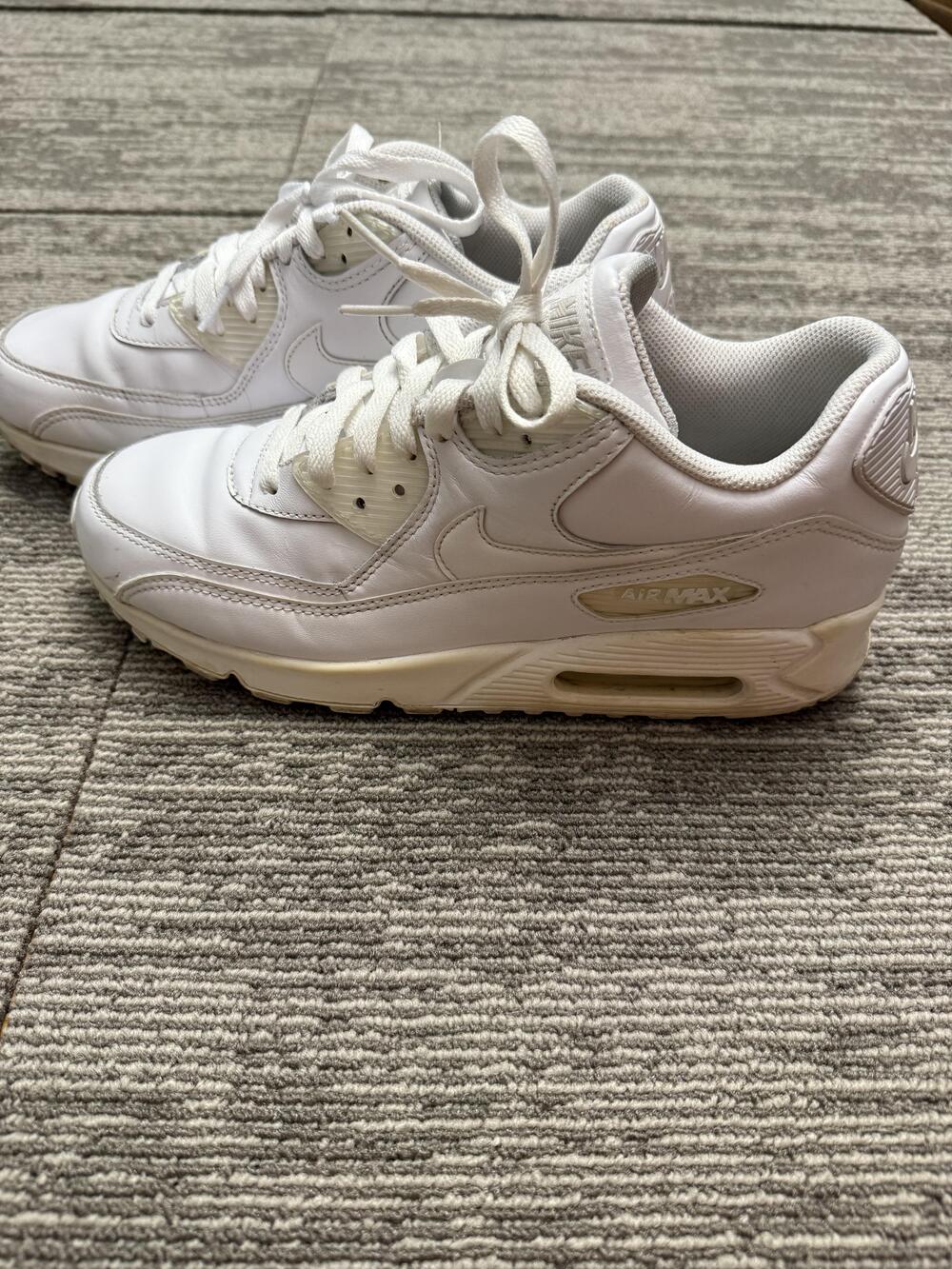 Nike Air Max 90 Shoes Mens Size 8.5 White Leather 302519-113 Classic Sneakers